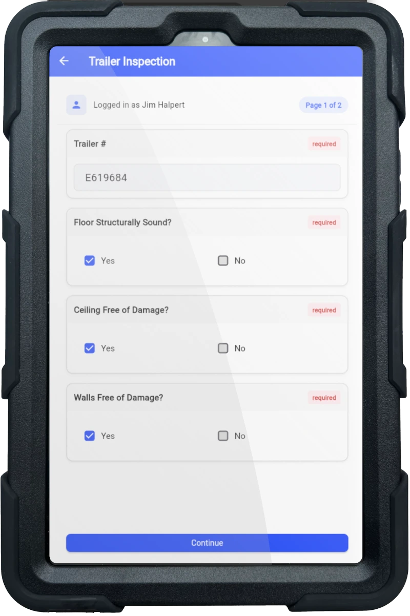 Digital form on rugged tablet